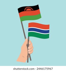 Flags of Malawi and the Gambia, Hand Holding flags