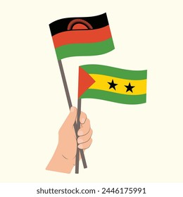 Flags of Malawi and São Tomé and Príncipe, Hand Holding flags