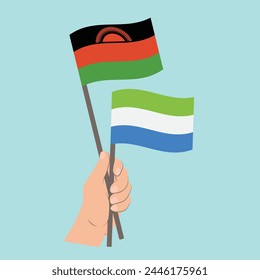 Flags of Malawi and Sierra Leone, Hand Holding flags