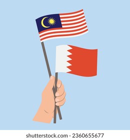 Flags of Malaysia and Bahrain, Hand Holding flags