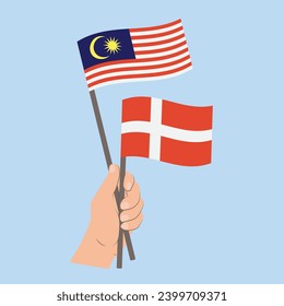 Flags of Malaysia and Denmark, Hand Holding flags