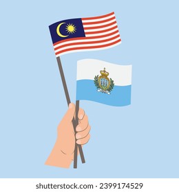 Flags of Malaysia and San Marino, Hand Holding flags