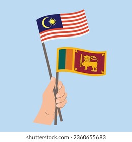 Flags of Malaysia and Sri Lanka, Hand Holding flags