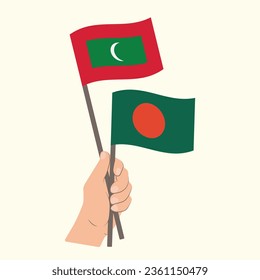 Flags of Maldives and Bangladesh, Hand Holding flags