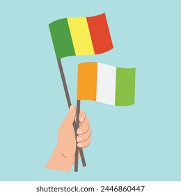 Flags of Mali and Côte d'Ivoire, Hand Holding flags