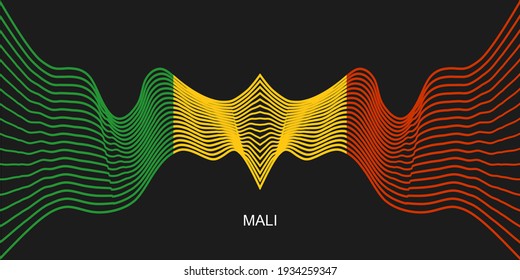 Flags of Mali. Independence day celebration card concept. Waved stripes