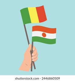 Flags of Mali and Niger, Hand Holding flags