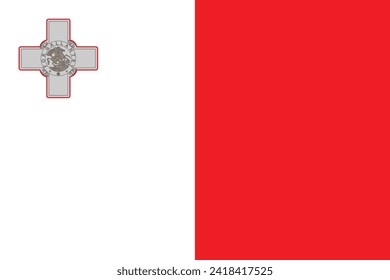 Flags of Malta. Flat element design. National Flag. White isolated background 