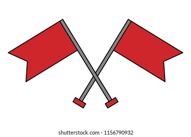 flags markers crossed isolated icon