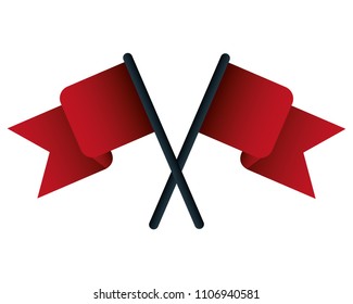 flags markers with crossed sticks isolated icon