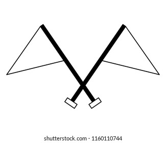 flags markers with crossed sticks isolated icon