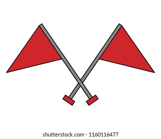 flags markers with crossed sticks isolated icon