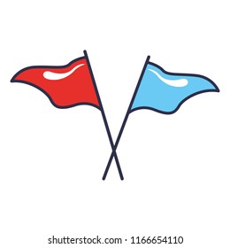 flags markers with crossed sticks isolated icon