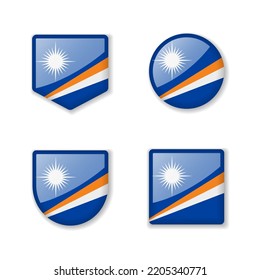 Flags of Marshall Islands - glossy collection. Set of vector illustrations