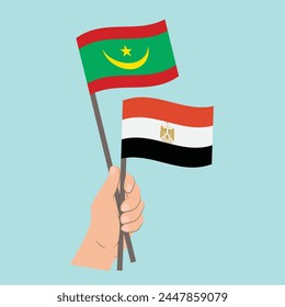 Banderas de Mauritania y Egipto, Banderas de mano