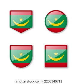 Flags of Mauritania - glossy collection. Set of vector illustrations