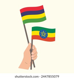 Banderas de Mauricio y Etiopía, Banderas de mano