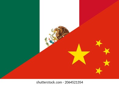 flags of mexico and china. proportion 2:3