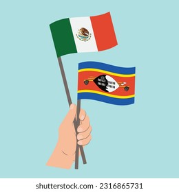 Flags of Mexico and Eswatini, Hand Holding flags