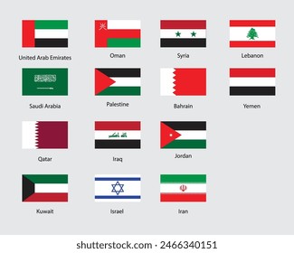 Flags of Middle East Countries Vector