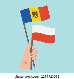 Banderas de Moldavia y Polonia, portadoras de banderas