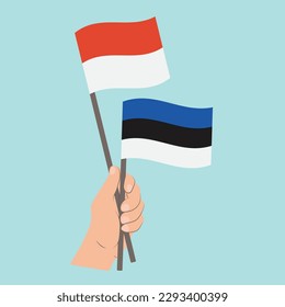 Flags of Monaco and Estonia, Hand Holding flags