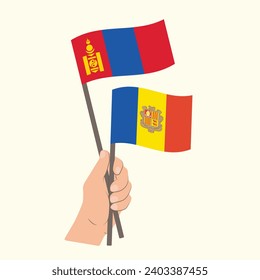 Banderas de Mongolia y Andorra, Banderas de mano