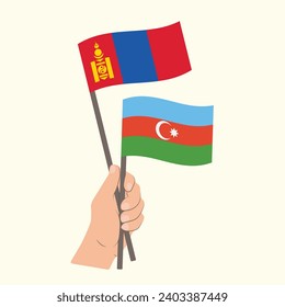 Flaggen der Mongolei und Aserbaidschans, Händeflaggen