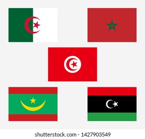 flags morocco algeria tunisia libya mauritania illustration vector download eps 