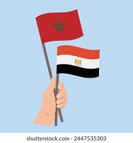 Flaggen von Marokko und Ägypten, Handfahnen