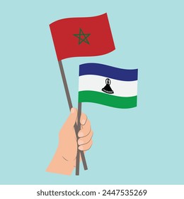 Banderas de Marruecos y Lesoto, Banderas de mano