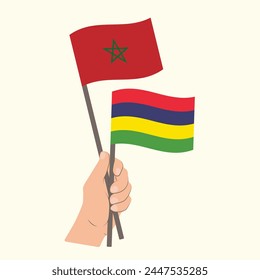 Banderas de Marruecos y Mauricio, Banderas de mano