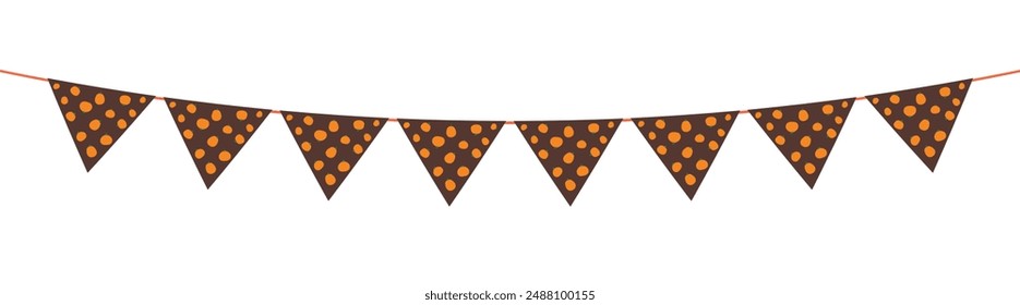 Flags with motifs of pumpkins, mushrooms, acorns, and, maple leaves for autumn decoration on transparent background. Flag decoration for thanksgiving day.