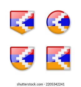Flags of Nagorno-Karabakh - glossy collection. Set of vector illustrations