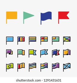 Flags, Nation Flag, Flag pole and Flags wave vector icon set