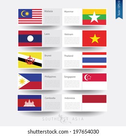 flags of nations that are member of AEC ( ASEAN Economic Community), background, brochures, template - vector illustration, EPS10