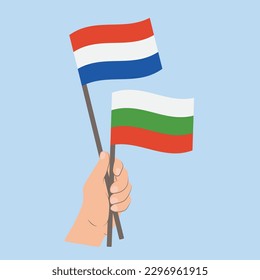 Flags of the Netherlands and Bulgaria, Hand Holding flags