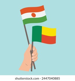 Flags of Niger and Benin, Hand Holding flags