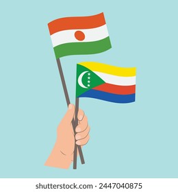 Flags of Niger and Comoros, Hand Holding flags