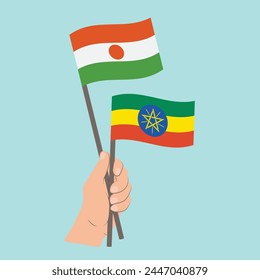 Flags of Niger and Ethiopia, Hand Holding flags