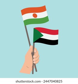 Flags of Niger and Sudan, Hand Holding flags