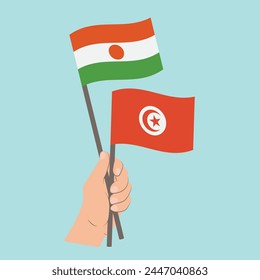 Flaggen von Niger und Tunesien, Handfahnen