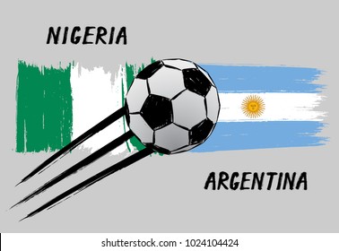 Flags of Nigeria and Argentina - Icon for football championship - Grunge