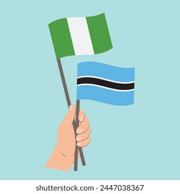Flags of Nigeria and Botswana, Hand Holding flags