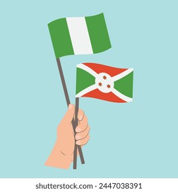 Flags of Nigeria and Burundi, Hand Holding flags