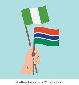 Flags of Nigeria and the Gambia, Hand Holding flags