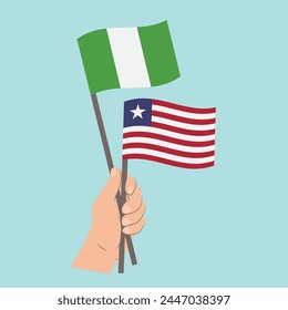 Flags of Nigeria and Liberia, Hand Holding flags
