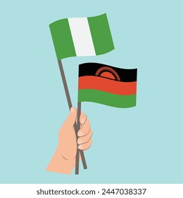Flags of Nigeria and Malawi, Hand Holding flags