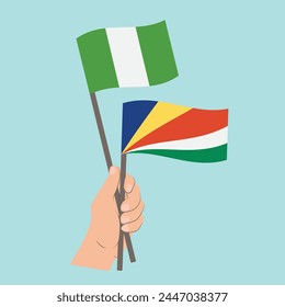 Flags of Nigeria and Seychelles, Hand Holding flags