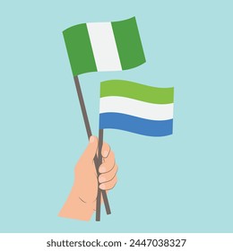 Flags of Nigeria and Sierra Leone, Hand Holding flags